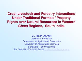  Yield, Livestock and Forestry Interactions Under Traditional Forms of Property Rights over Natural Resources in Western