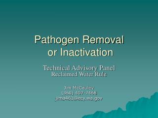  Pathogen Removal or Inactivation 