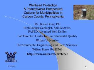  Wellhead Protection A Pennsylvania Perspective Options for Municipalities in Carbon County, Pennsylvania 