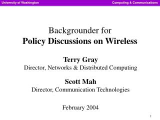  Backgrounder for Policy Discussions on Wireless 