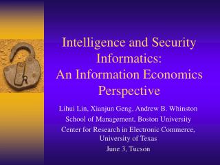  Insight and Security Informatics: An Information Economics Perspective 