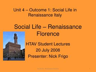  Social Life Renaissance Florence 