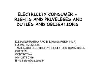  Power CONSUMER - RIGHTS AND PRIVELEGES AND DUTIES AND OBLIGATIONS 