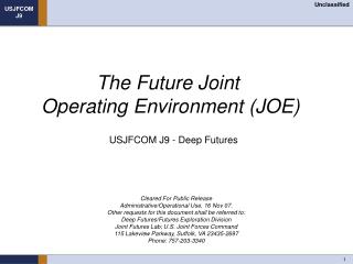  The Future Joint Operating Environment JOE 