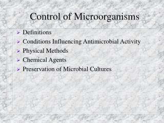  Control of Microorganisms 