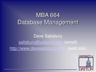  MBA 664 Database Management 