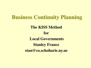  Business Continuity Planning 