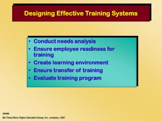  Outlining Effective Training Systems 