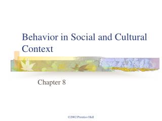  Conduct in Social and Cultural Context 