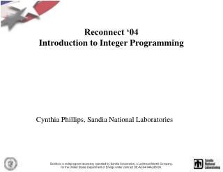  Reconnect 04 Introduction to Integer Programming 