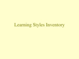  Learning Styles Inventory 