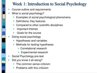  Week 1: Introduction to Social Psychology 