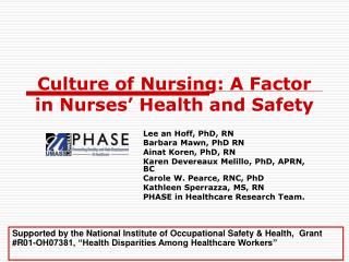  Society of Nursing: A Factor in Nurses Health and Safety 