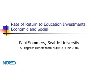  Rate of Return to Education Investments: Economic and Social 