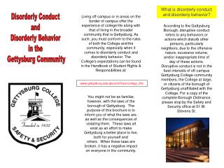  Untidy Conduct and Disorderly Behavior in the Gettysburg Community 