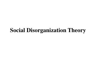  Social Disorganization Theory 