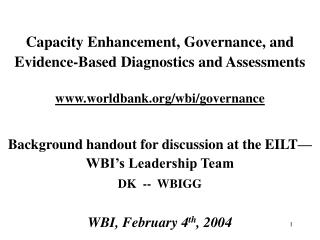  Limit Enhancement, Governance, and Evidence-Based Diagnostics and Assessments worldbank 