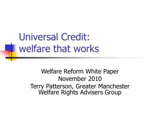  Widespread Credit: welfare that works 