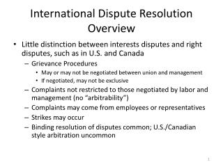  Worldwide Dispute Resolution Overview 