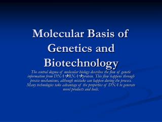  Atomic Basis of Genetics and Biotechnology 