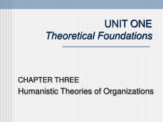  UNIT ONE Theoretical Foundations 