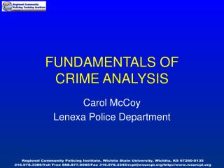  Essentials OF CRIME ANALYSIS 