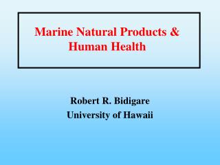  Marine Natural Products Human Health 