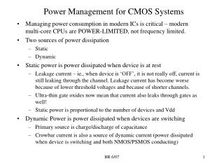 Power Management for CMOS Systems 