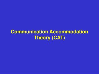  Correspondence Accommodation Theory CAT 