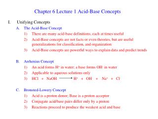  Section 6 Lecture 1 Acid-Base Concepts 
