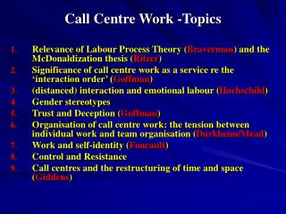  Call Center Work - Topics 