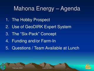  Mahona Energy Agenda 