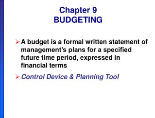  Section 9 BUDGETING 