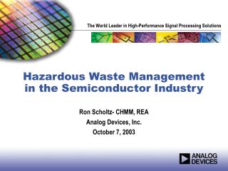  Unsafe Waste Management in the Semiconductor Industry 