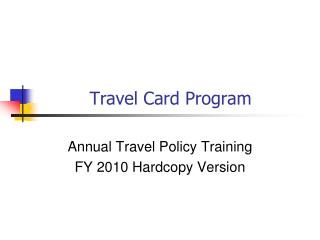  Travel Card Program 