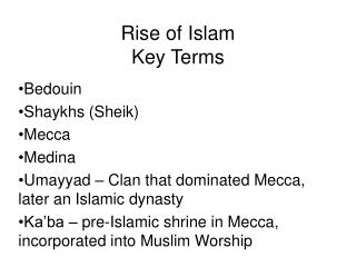  Ascent of Islam Key Terms 