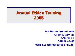  Yearly Ethics Training 2005 