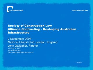  Society of Construction Law Alliance Contracting Reshaping Australian Infrastructure 