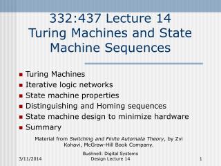  332:437 Lecture 14 Turing Machines and State Machine Sequences 