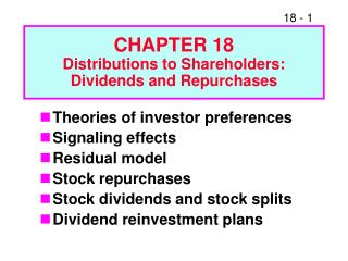  Part 18 Distributions to Shareholders: Dividends and Repurchases 