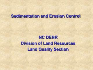  Sedimentation and Erosion Control 