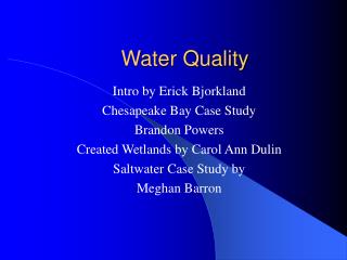  Water Quality 