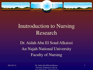  Inutroduction to Nursing Research 