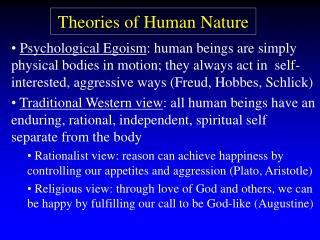  Hypotheses of Human Nature 