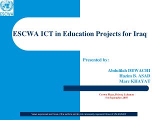  ESCWA ICT in Education Projects for Iraq 