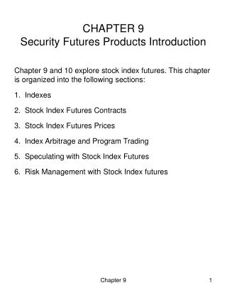  Section 9 Security Futures Products Introduction 
