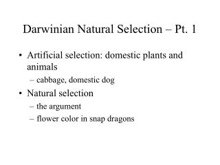  Darwinian Natural Selection Pt. 1 