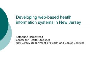 Creating online heatlh data frameworks in New Jersey 