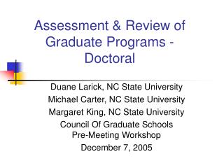  Appraisal Review of Graduate Programs - Doctoral 