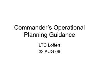  Authority s Operational Planning Guidance 